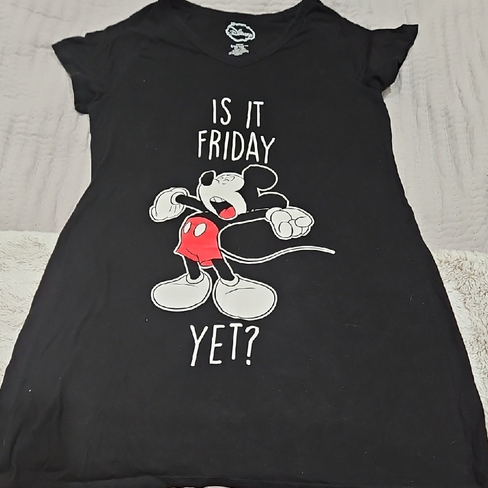 Disney Black Tee with Red-Shorts Mickey Graphic